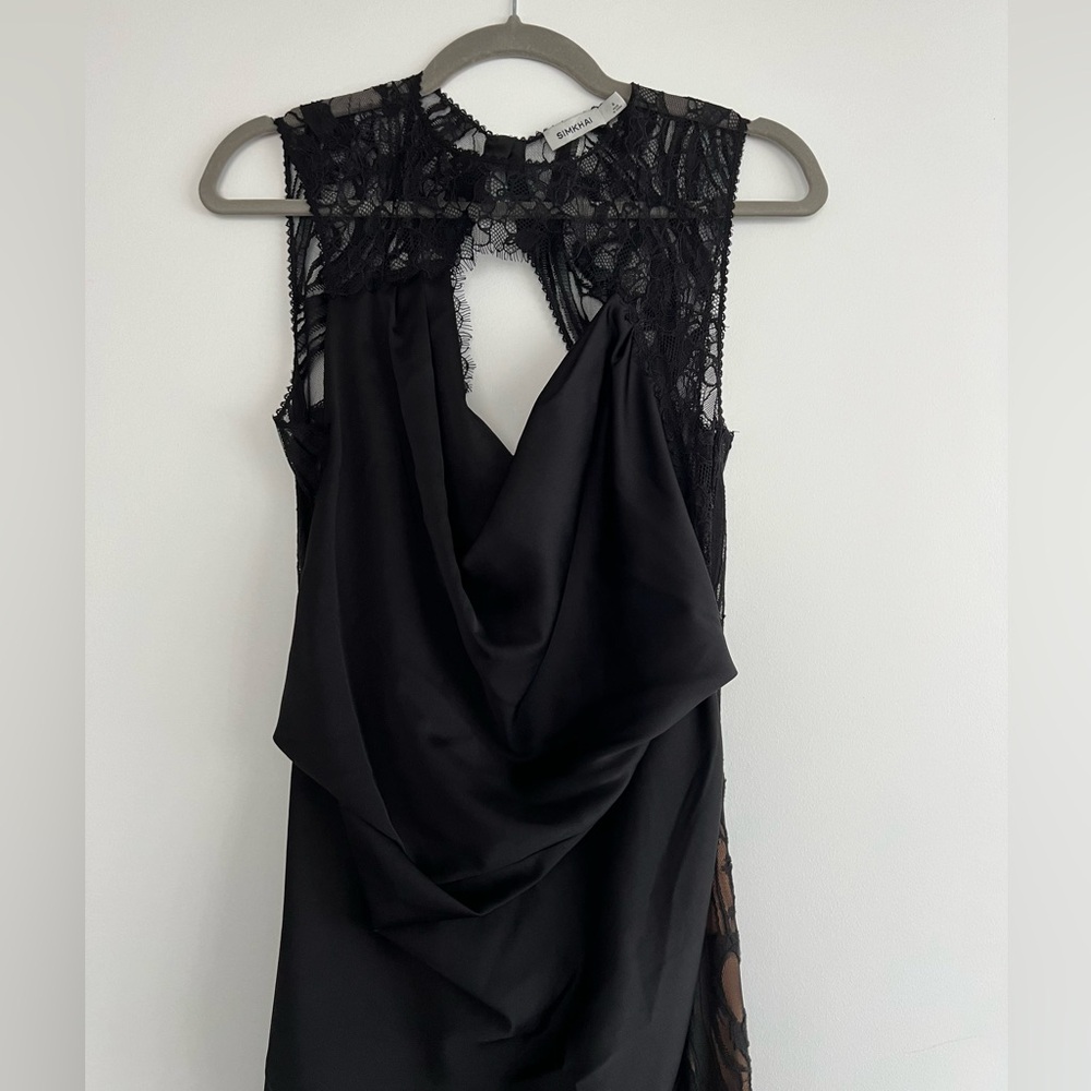 SIMKHAI
Vea Lace Trim Open Back Gown